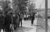 Civil rights marchers demonstrating at the State House grounds