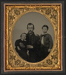 [Unidentified soldier in Union uniform with two children]