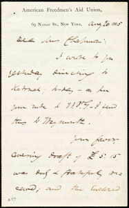 Thumbnail for Letter from James Miller M'Kim, [New York], to Maria Weston Chapman, Aug. 26, 1865