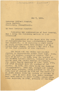 Letter from W. E. B. Du Bois to the Governor of Pennsylvania