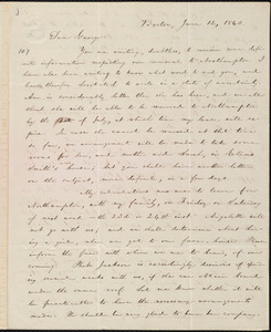 Thumbnail for Letter from William Lloyd Garrison, Boston, [Mass.], to George William Benson, June 12, 1843