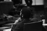 Anthony Ray Hinton sitting in the courtroom during his capital murder trial in Birmingham, Alabama.