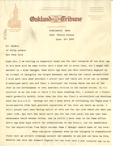 Letter from Delilah L. Beasley to W. E. B. Du Bois