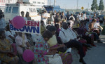 Kathleen L. Brown campaign participants waiting with news crews, Los Angeles, 1994