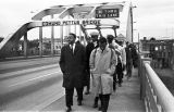 Hosea Williams and John Lewis leading marchers across the Edmund Pettus Bridge in Selma, Alabama, on Bloody Sunday.