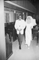 Walter Bradley and Josephine Bradford walking down the aisle after their wedding at Holt Street Baptist Church in Montgomery, Alabama.