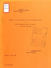 Report of the affirmative action advisory council to Boston redevelopment authority for the year 1983