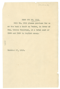 Memorandum from W. E. B. Du Bois to Augustus Granville Dill