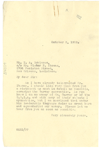 Letter from W. E. B. Du Bois to T. A. Robinson