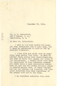 Letter from W. E. B. Du Bois to R. H. Rutherford