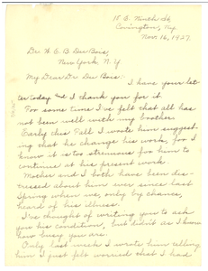 Letter from Mary Dill Broaddus to W. E. B. Du Bois