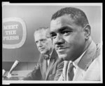 [Dr. William G. Anderson (r), head-and-shoulders portrait, facing left, appearing on the television program "Meet the Press," with moderator Ned Brooks]