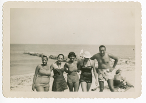 Digital image of the Taylor family at the beach on Martha's Vineyard