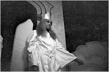 Scene from the morality play "Heaven Bound," staged by the Big Bethel African Methodist Choir, at the Atlanta Theatre (23 Exchange Place), Atlanta, Georgia, August 1937