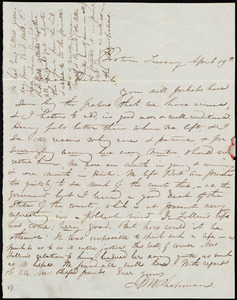 Letter from Maria Weston Chapman, Boston, [Mass.], to Deborah Weston, Tuesday, April 19th, [1842?]