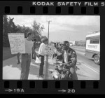 Black Stuntman's Association picketing against under-representation in Honda commercials, Calif., 1980