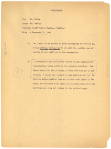 Memorandum from W. E. B. Du Bois to Walter White