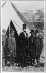 [President Abraham Lincoln posed with Union officers and soldiers during his visit to Antietam, Maryland, October 3, 1862]