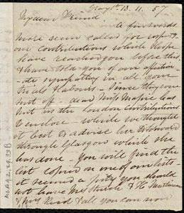 Letter from Eliza Wigham, Gray St[reet], [Edinburgh, Scotland], to Maria Weston Chapman, 13-11-[18]57