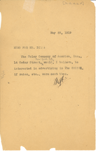 Memorandum from W. E. B. Du Bois to Augustus Granville Dill