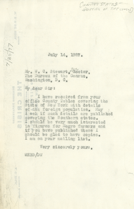 Letter from W. E. B. Du Bois to the director of the United States Bureau of the Census