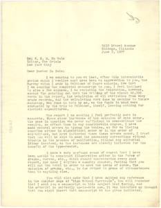 Letter from H. M. Bond to W. E. B. Du Bois