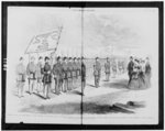 Review of the volunteer troops in Fort Moultrie, on Sullivan's Island, Charleston Harbor, S.C., in the presence of Mrs. Pickens and Miss Pickens, the wife and daughter of the governor of South Carolina