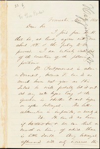 Letter from Theodore Parker, Worcester, [Massachusetts], to Thomas Wentworth Higginson, 1858 May 18