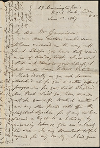 Letter from William Robson, Regent's Park, London, [England], to William Lloyd Garrison, 1867 June 13