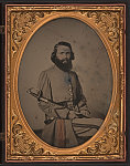 [Unidentified soldier in Confederate lieutenant's uniform with Louisiana state seal buttons and belt buckle and sword]