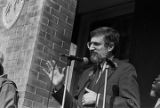 Man speaking from the steps of Brown Chapel AME Church in Selma, Alabama, during the 20th anniversary commemoration of the Selma to Montgomery March.