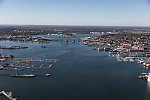 October 2017 aerial view of Portland, Maine, and its harbor