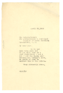 Letter from W. E. B. Du Bois to J. D. M. Stewart