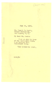 Letter from W. E. B. Du Bois to Emmett J. Scott