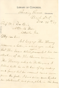 Letter from Daniel Murray to W. E. B. Du Bois