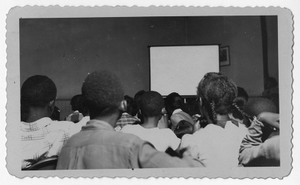 Photograph of African American students viewing a film, Manchester, Georgia, 1953