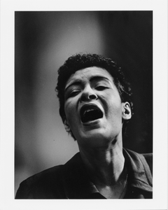 Billie Holiday singing : black-and-white photoprint