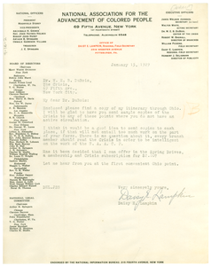 Letter from N.A.A.C.P. to W. E. B. Du Bois