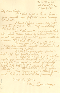 Letter from Mame Josenberger to W. E. B. Du Bois