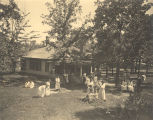 Students working outside at Tuskegee Institute in Tuskegee, Alabama.