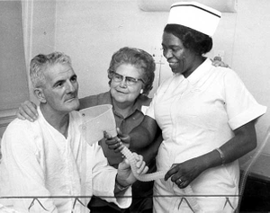 Heart patient, Leonard Arnold, recovering at the Veterans Administration Hospital, Minneapolis.