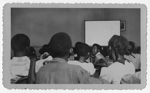 Photograph of African American students viewing a film, Manchester, Georgia, 1953