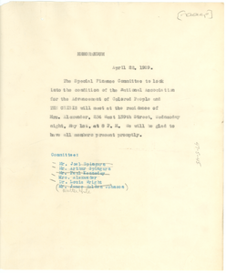 NAACP Special Finance Committee memorandum