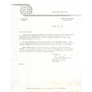 Thumbnail for Letter, Educational Task Force, August 26, 1974.