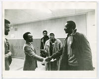 Charles Hurst, Betty Shabazz, and Don L. Lee at Malcom X College, circa 1965