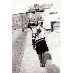 "Winnie" Irish models her Eagles jacket