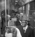 African Americans seated in the white section of a bus in Birmingham, Alabama, during an integration attempt.