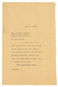 Letter from W. E. B. Du Bois to Frances Powers