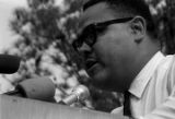 Lawrence T. Guyot addressing an audience in front of the state capitol in Jackson, Mississippi, at the end of the "March Against Fear" begun by James Meredith.