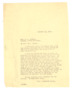 Letter from Crisis to Mrs. E. W. Simkis